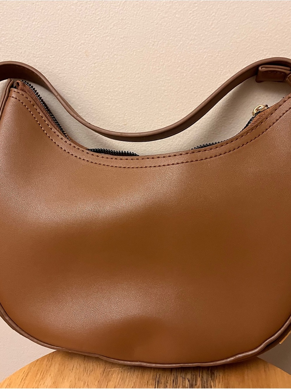Classic Brown Curved Shoulder Bag